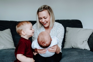 Mum with her Son and Daughter at a Cheshire Lifestyle Family Photography Session