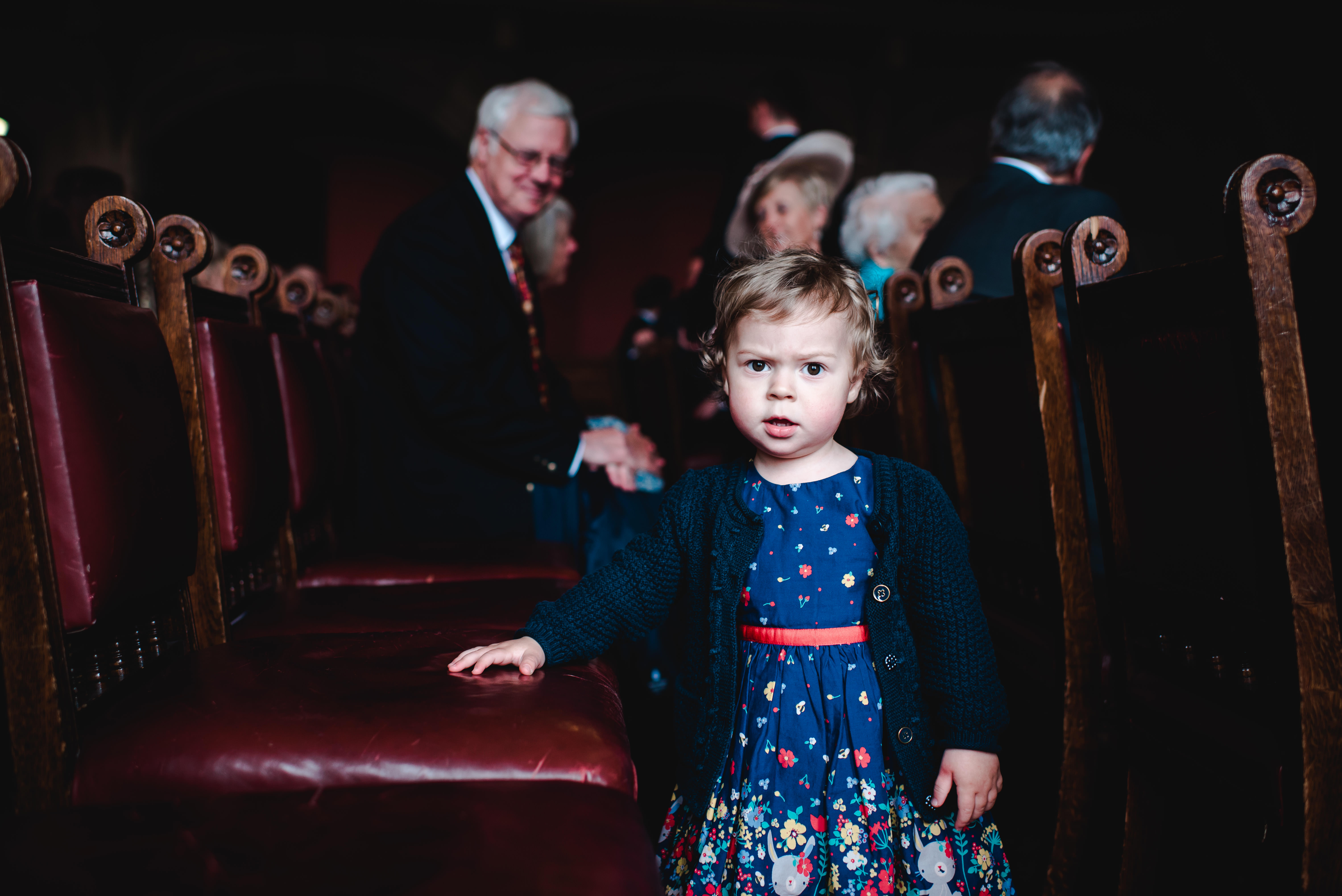 Little girl at wedding in Manchester Town Hall